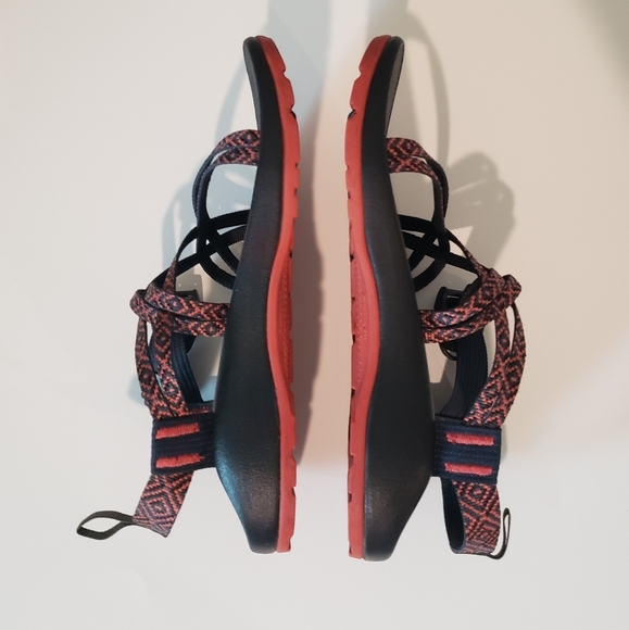 Chaco ZX1 Ecotread Padded Eclipse Sandals Girls Size 6 Kids JR Orange Black - Picture 10 of 16